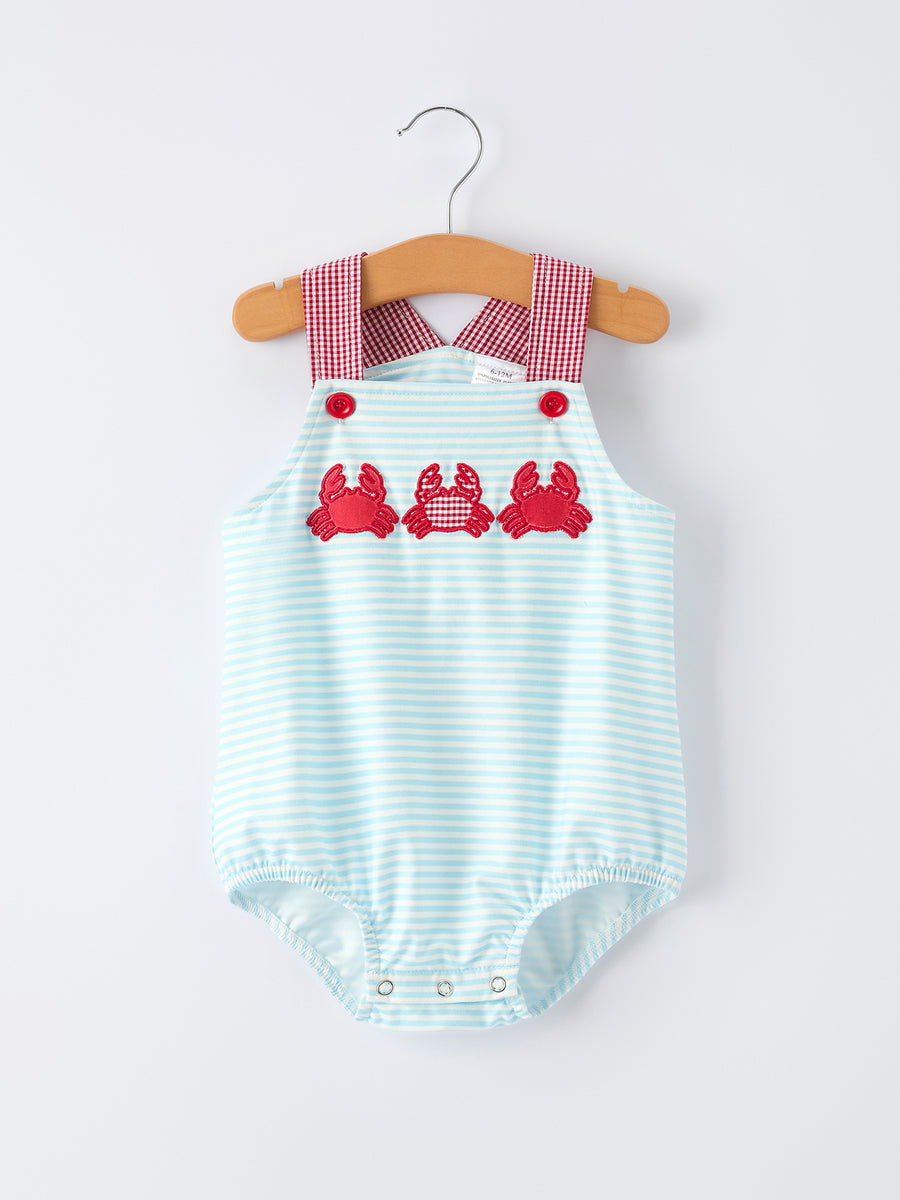 Crab Applique Baby Boy Romper