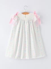 Girl Bow Stripe Smocked Dress