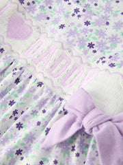“I ❤ DADDY” Smocked Bow Ruffle Dress