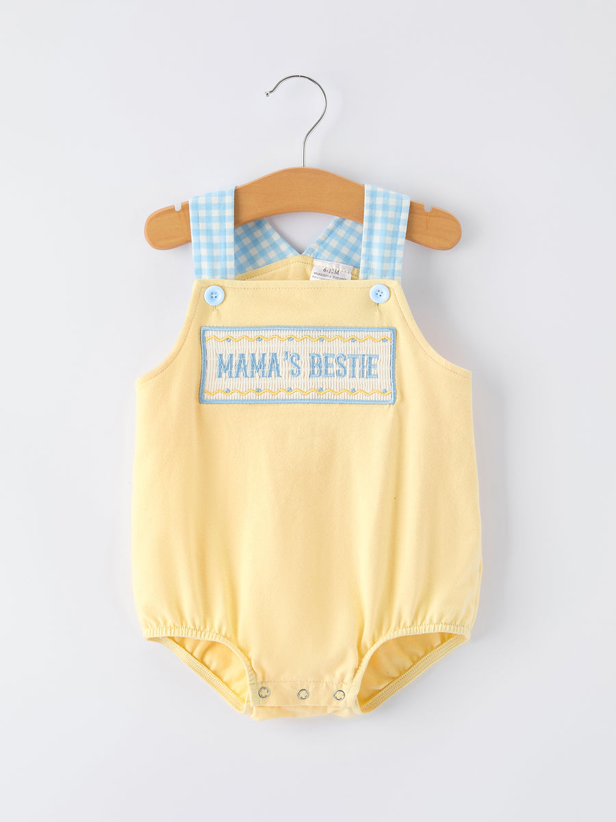 "MAMA'S BESTIE " Embroidered Baby Boy Romper