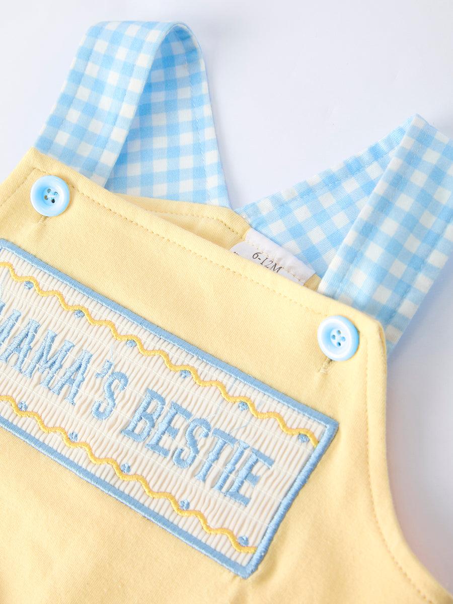 "MAMA'S BESTIE " Embroidered Baby Boy Romper
