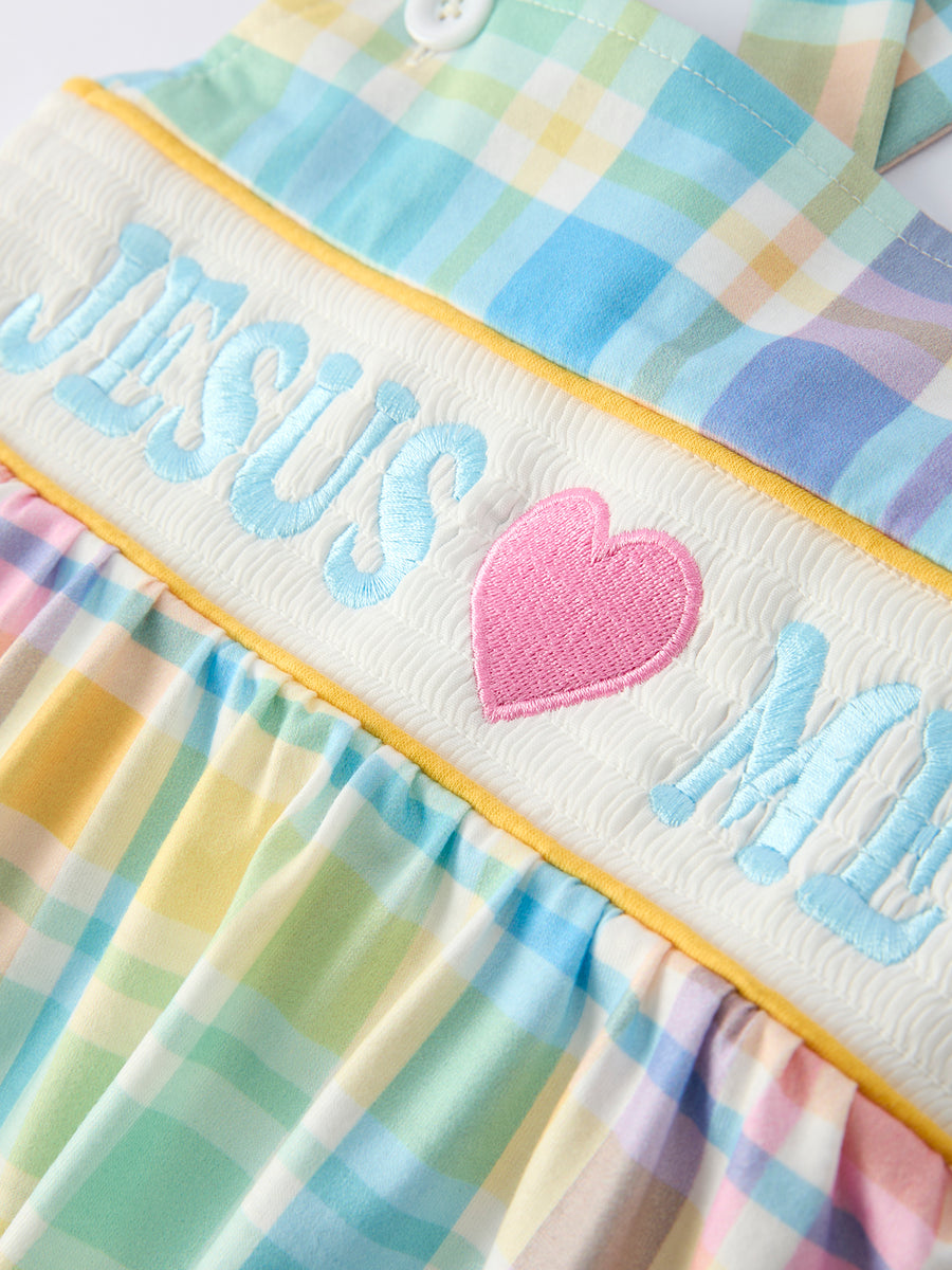 "JESUS ❤ ME "Embroidered Girls Dress