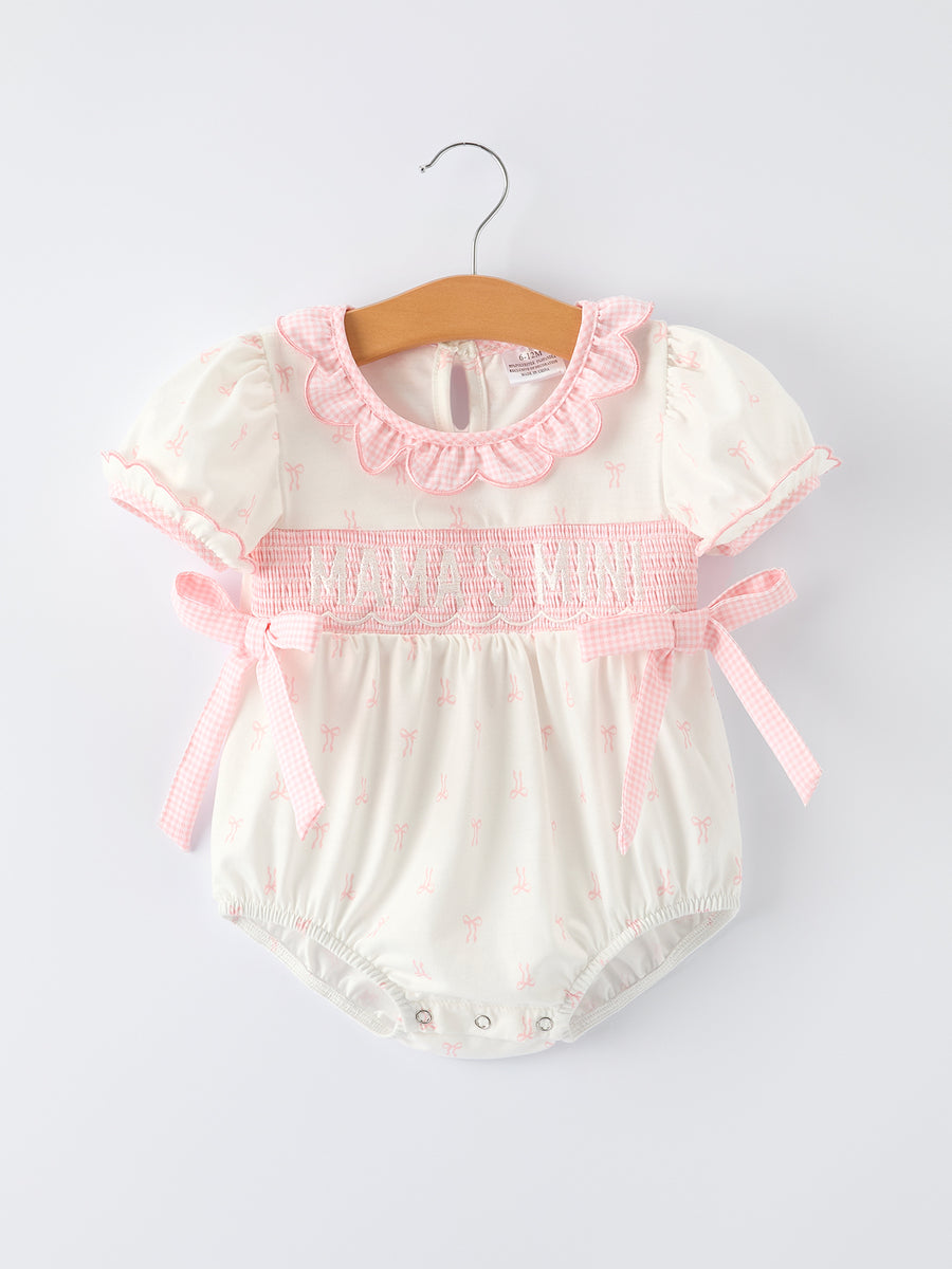 “MAMA'S MINI” Smocked Bow Ruffle Romper