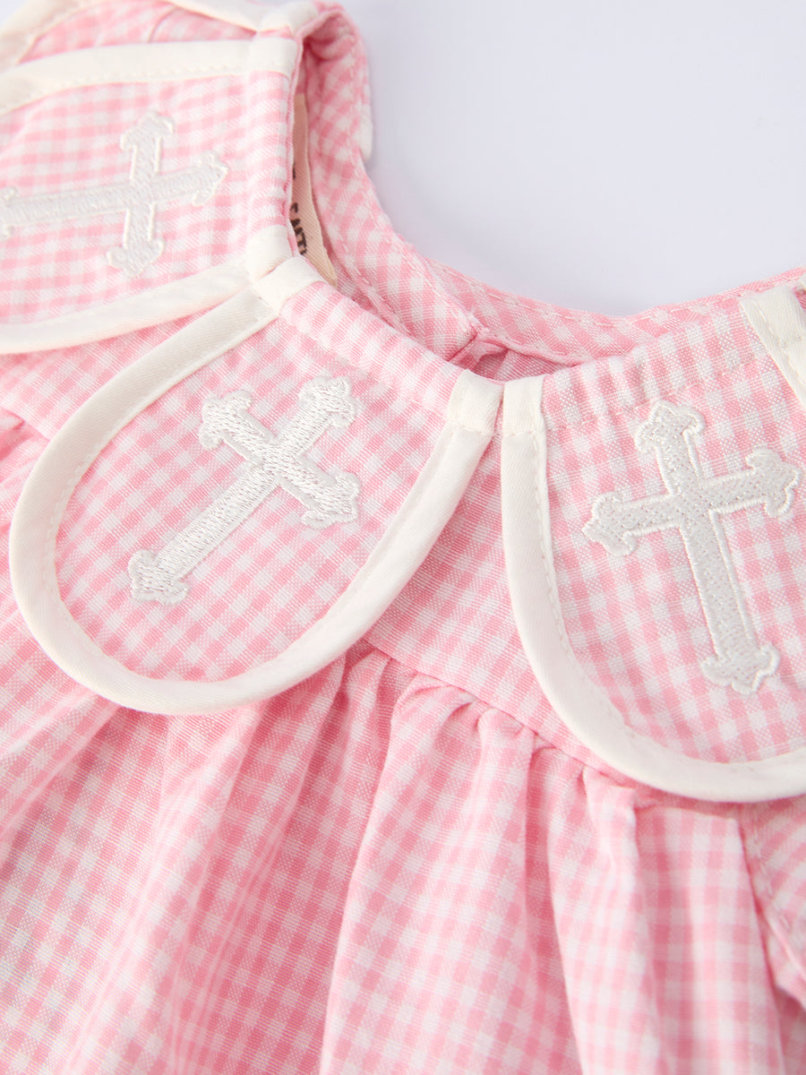 Pink Smocked Church Christ Bishop Christening Baby Girls Bloomer Set
