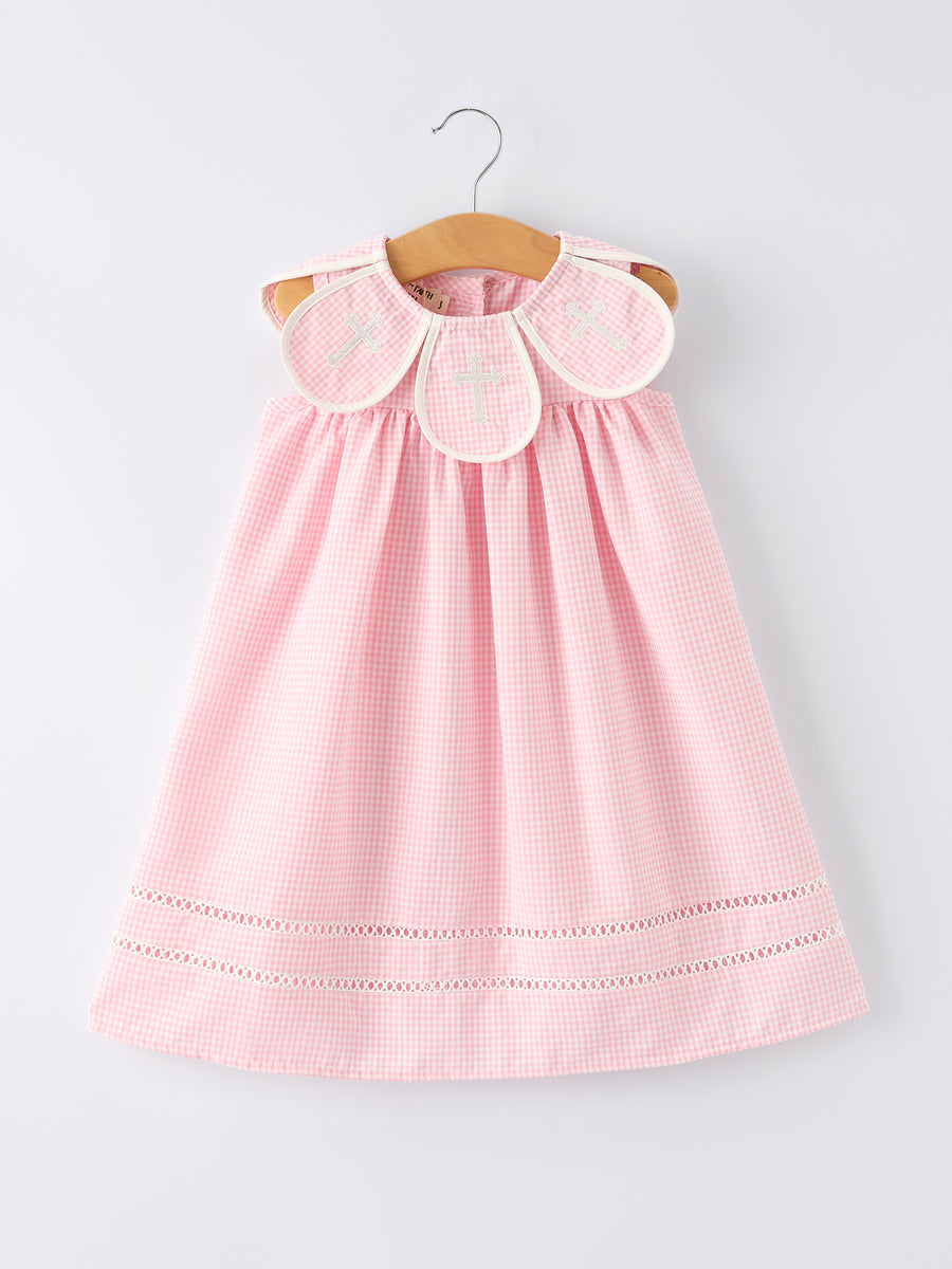 Pink Smocked Church Christ Bishop Christening Girls Dress