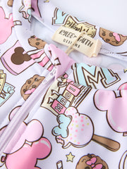 Balloon Print Long Sleeve Girl Swimsuit