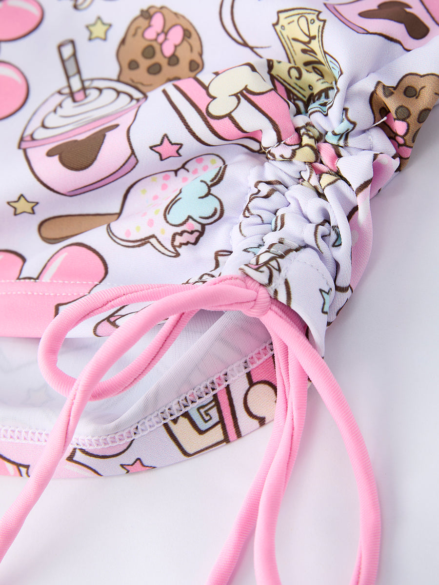 Balloon Print Long Sleeve Girl Swimsuit