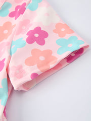 Girl Colorful Floral Short Sleeve Dress