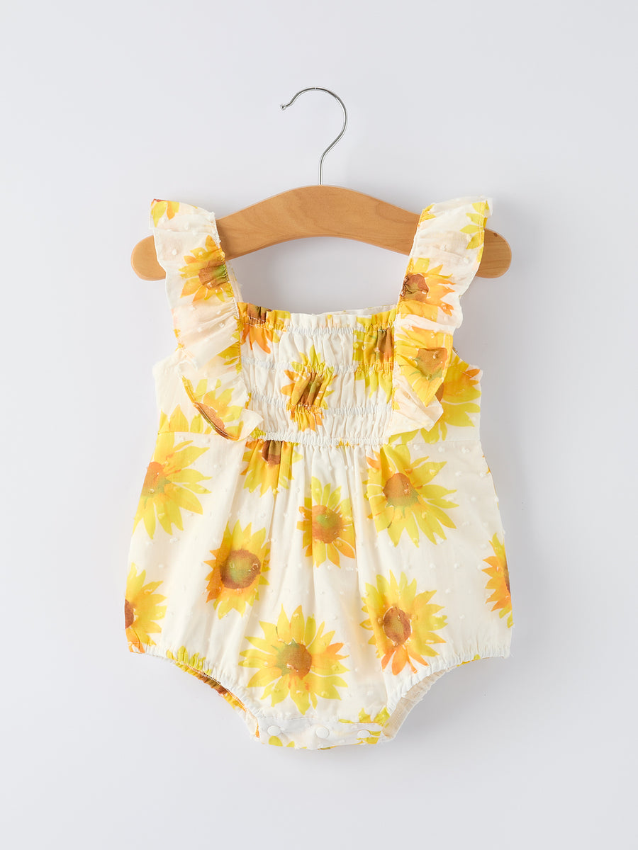 Sunflower Girls Smocked Ruffle Romper