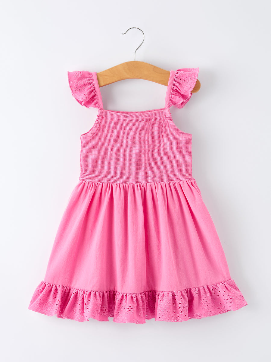 Pink Girl Smocked Ruffle Dress