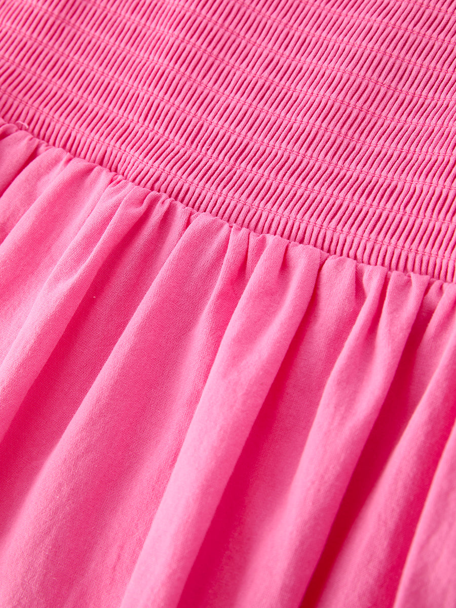 Pink Girl Smocked Ruffle Dress
