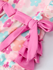 Colorful Floral Ruffle Baby Girls Romper