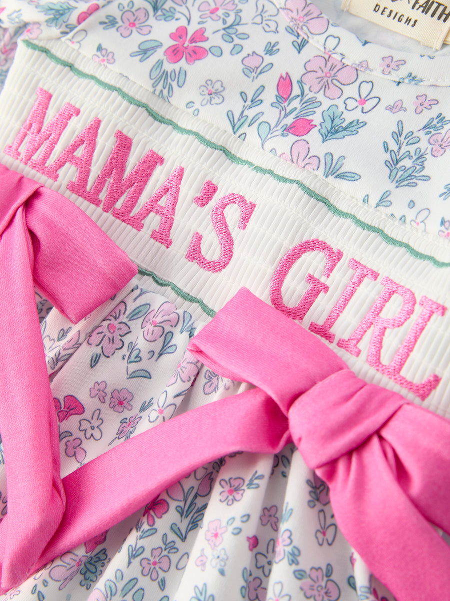 “MAMA'S GIRL” Smocked Baby Girls Bloomer Set
