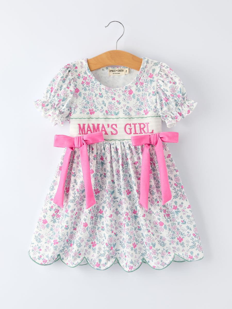“MAMA'S GIRL” Smocked Baby Girls Dress