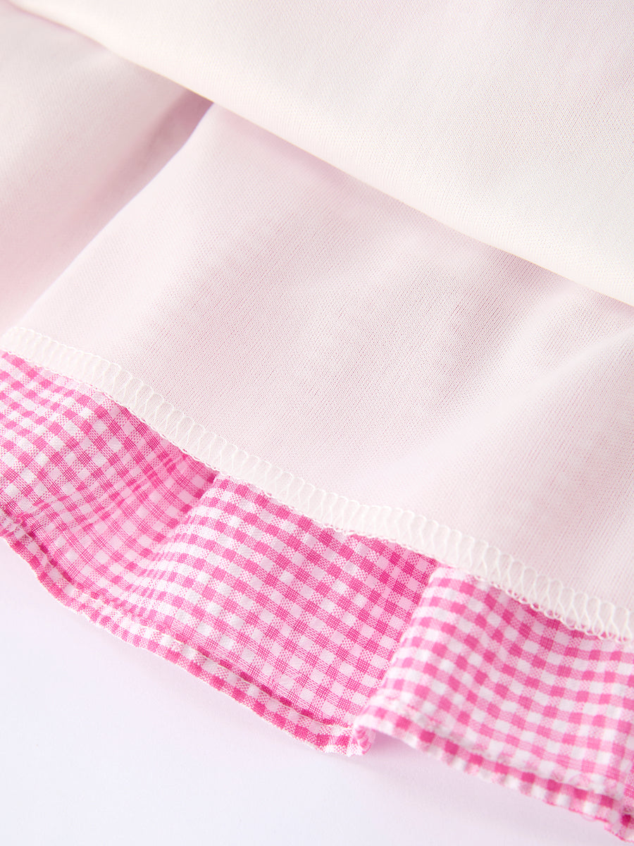 Colorblock Gingham Girls Ruffle Dress