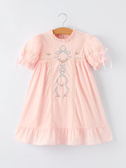 Embroidered Lace Girls' Short-sleeved Dress
