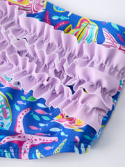 Ocean Fish Print Girls Two Piece Swimsuit