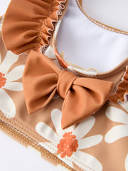 Daisy Floral Girls Ruffle Two Piece Swimsuit