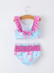 Summer Ocean Print Girls Two Piece Swimsuit