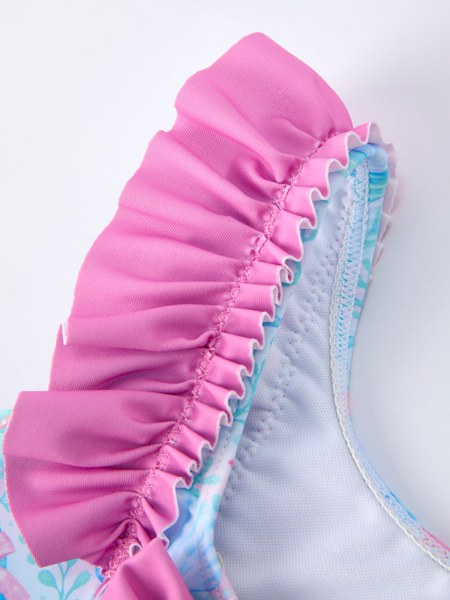 Summer Ocean Print Girls Two Piece Swimsuit