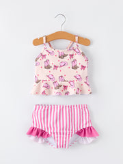 Western Girls Two Piece Swimsuit Ruffle