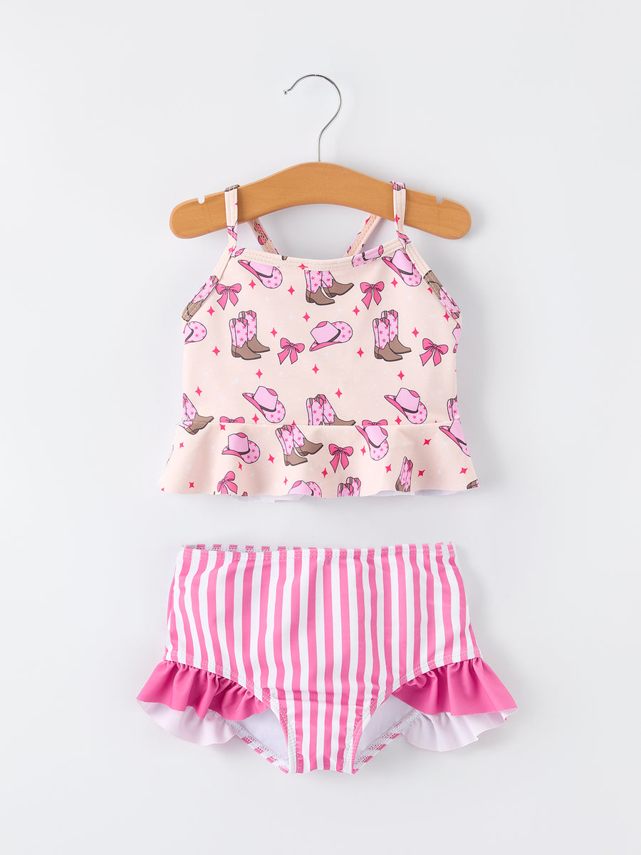 Western Girls Two Piece Swimsuit Ruffle