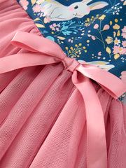 Teal Bunny Garden Tulle Dress Ruffle Sleeve