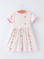 Back to School Girl Short Sleeve Dress Pocket Detail