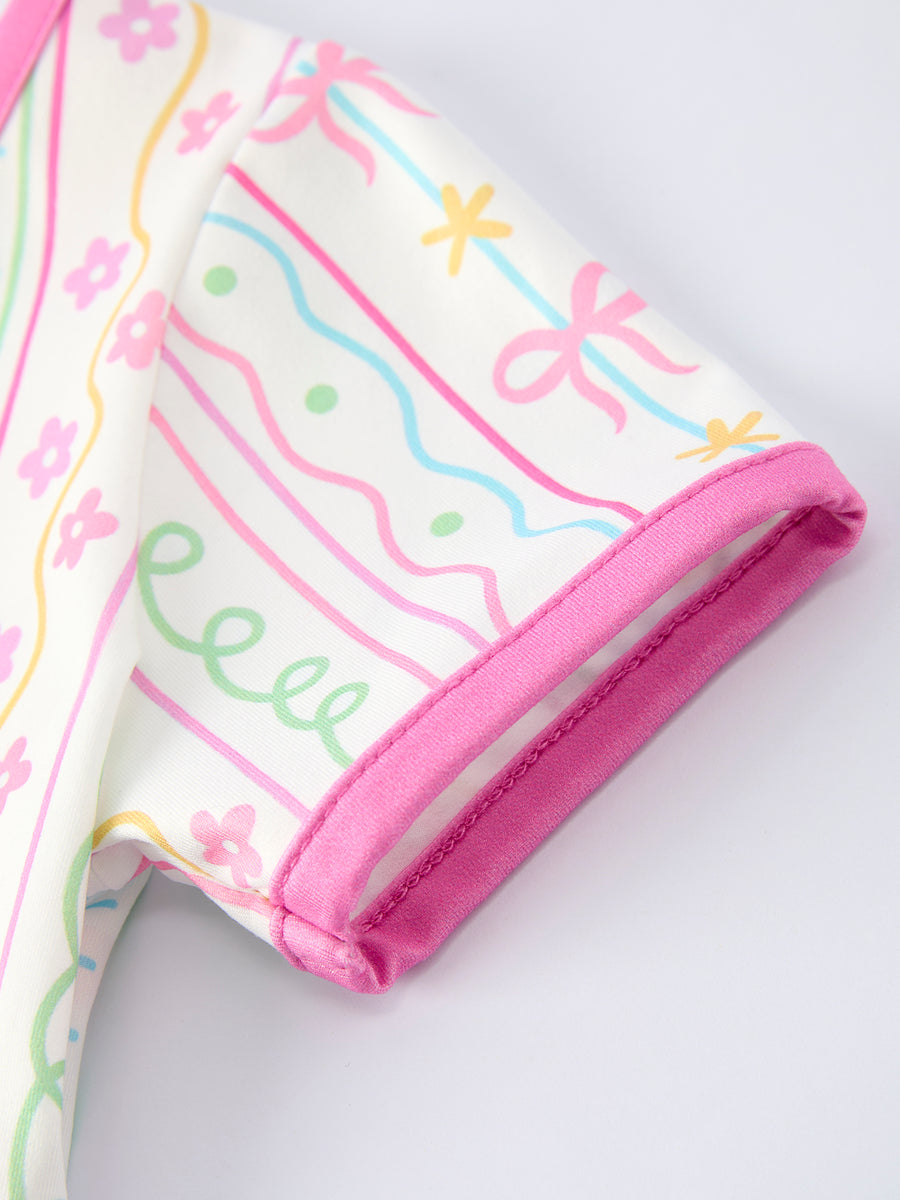 Back to School Girl Short Sleeve Dress Pocket Detail