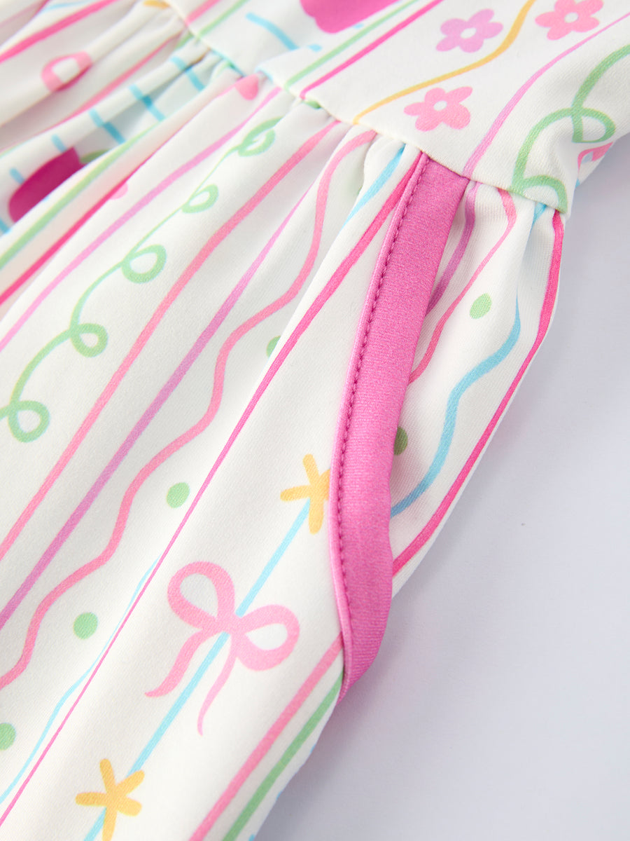 Back to School Girl Short Sleeve Dress Pocket Detail