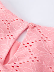 Pink Eyelet Embroidered Girl Short Sleeve Dress