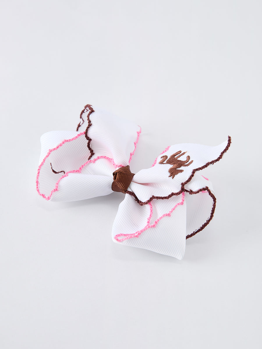 Western Horse Embroidery Ruffle Edge Girls Hairpin 4 Inch