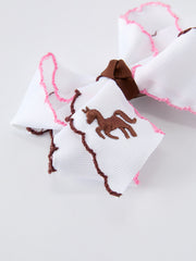 Western Horse Embroidery Ruffle Edge Girls Hairpin 4 Inch