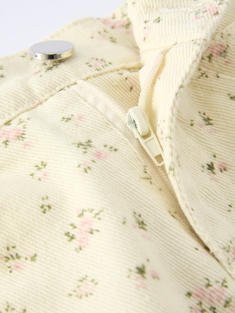 Flower Letter Girl Short Sleeve Top Denim Skirt Set