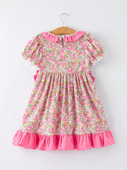 "DADDY'S GIRL" Bow Embroidered Ruffle Collar Girl Dress