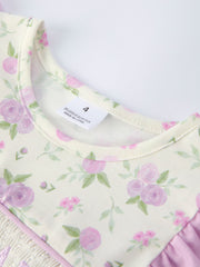 Floral “I ❤ MAMA” SmockedGirls Dress