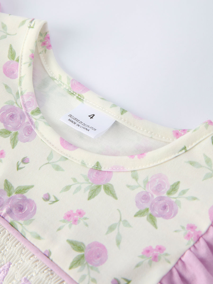 Floral “I ❤ MAMA” SmockedGirls Dress