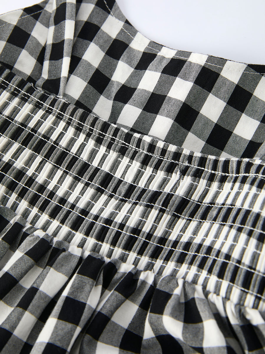 Mommy & Me Plaid Girl Smocked Ruffle Dress