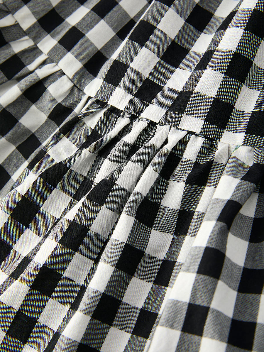 Mommy & Me Plaid Girl Smocked Ruffle Dress