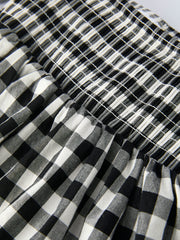 Plaid Girl Smocked Set Puff Sleeve Bloomer Set