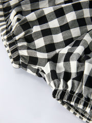 Plaid Girl Smocked Set Puff Sleeve Bloomer Set