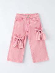 Pink Bow Girls Denim Pants