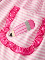 Back To School Girls' Pencil Applique Striped Set