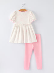 Back To School Girls' Apple Applique Set with Pockets