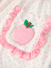 Back To School Girls' Apple Applique Set with Pockets