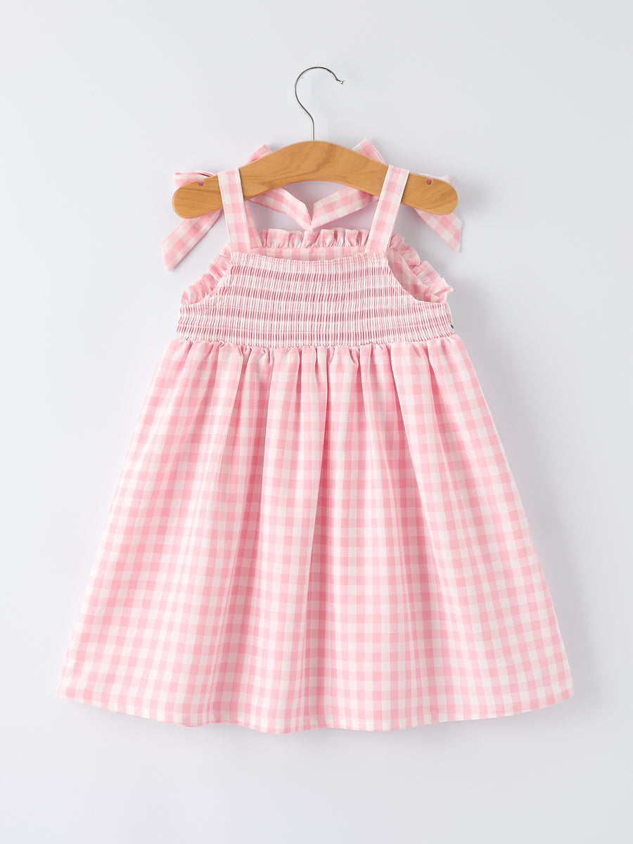 Strawberry Embroidery Girl Dress Bow Strap Ruffle