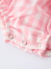 Strawberry Embroidery Girl Romper Bow Strap Ruffle