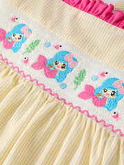 Summer Ocean Embroidered Smocked Dress