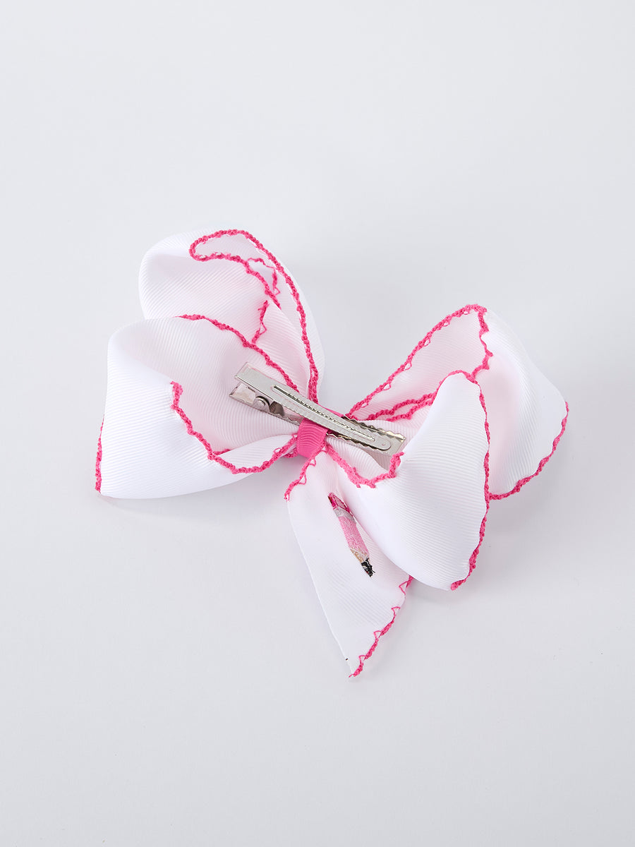 Back to School Pink Pencil Bow Hair Clip 6.25 Inch
