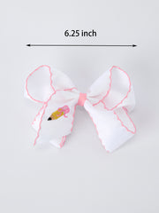 Back to School Yellow Pencil Bow Hair Clip 6.25 Inch